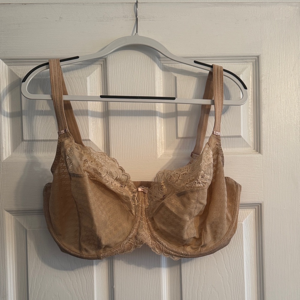 PANACHE Elegant Lace Trimmed Tan Bra